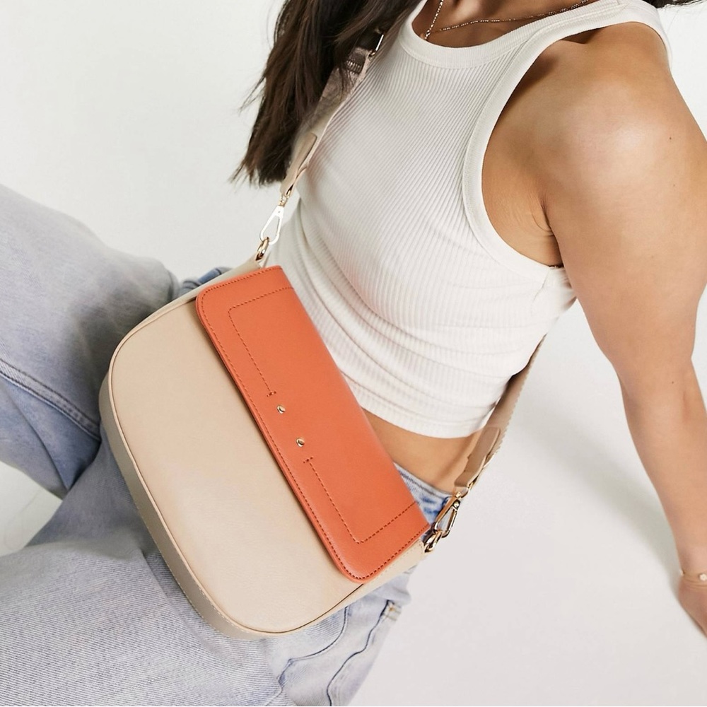 French Connection half moon cross-body bag in contrast orange NWT